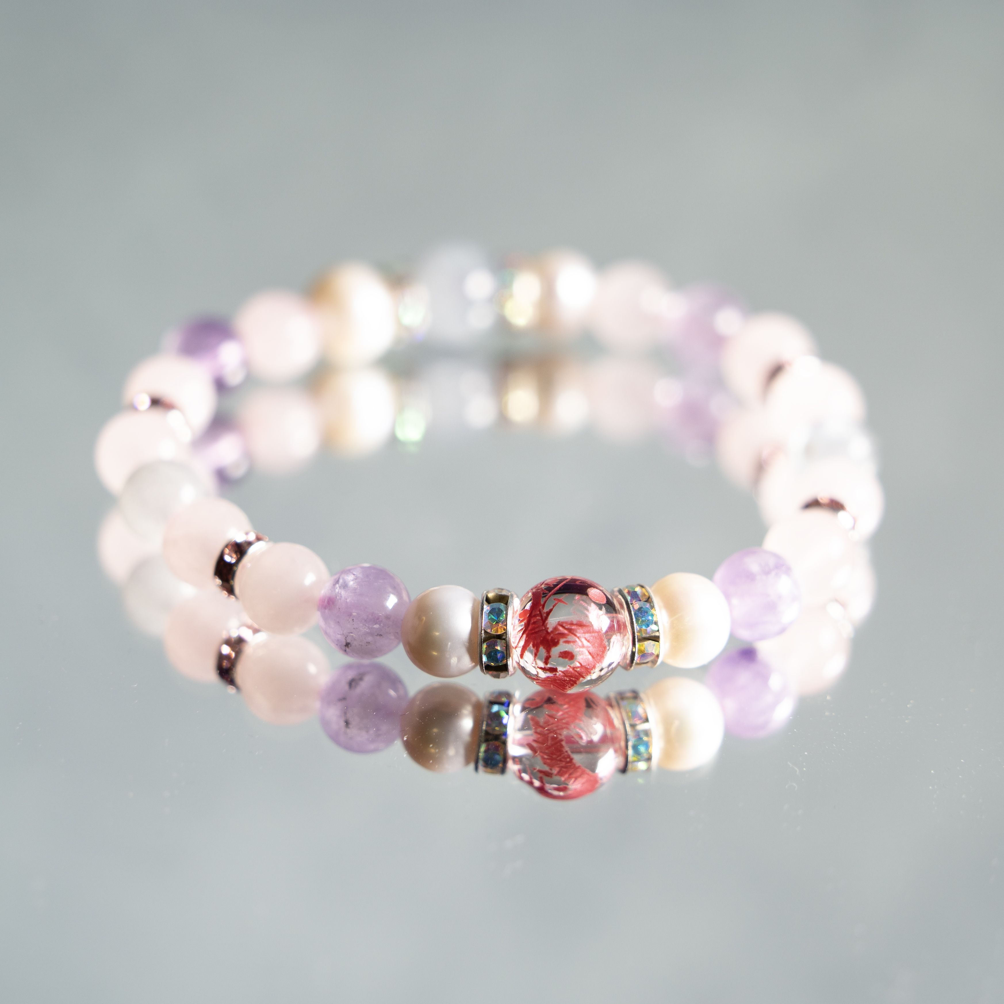 恋愛運【ピンク龍】【淡水パール】【ラベンダーアメジスト】【ローズクォーツ】【アクアマリン】